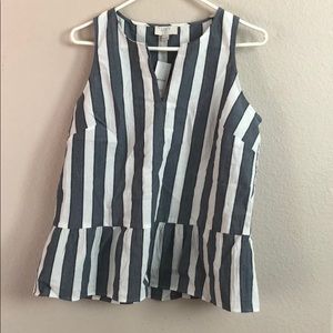 White and blue peplum tank NWT
